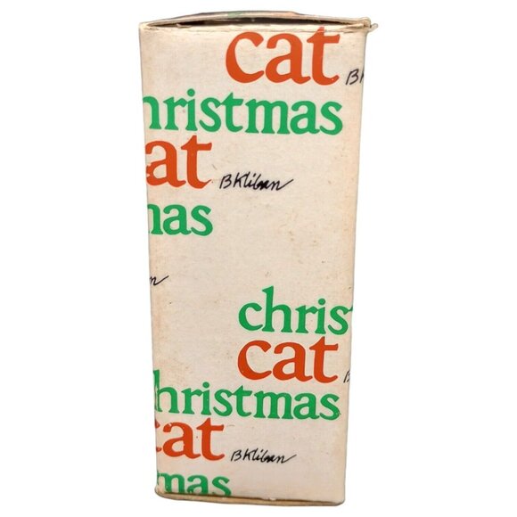 Vtg Christmas Cat Ornament Ceramic Black White Red Boots Top Hat Holiday Kliban - Picture 9 of 16